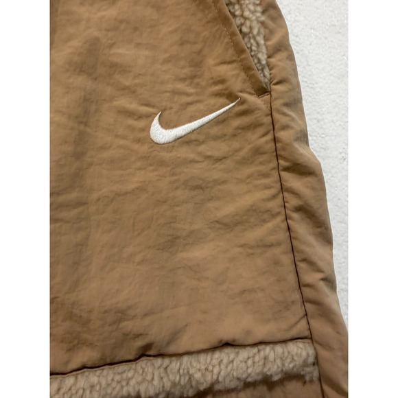 Nike Sportswear Essential Loose Fit High Rise Nylon Sherpa Trim Pants Sz Medium - Picture 3 of 8